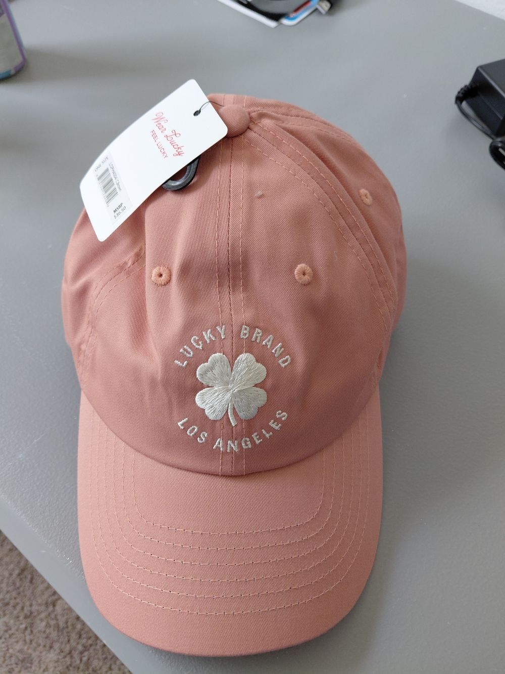 Lucky Brand Los Angeles Embroidered Clover Cap - Dusty Rose